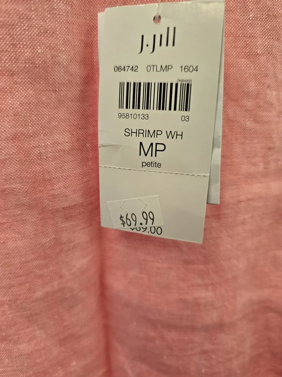 J Jill, Coral Linen Shift Dress with Button Accents - Picture 6 of 8